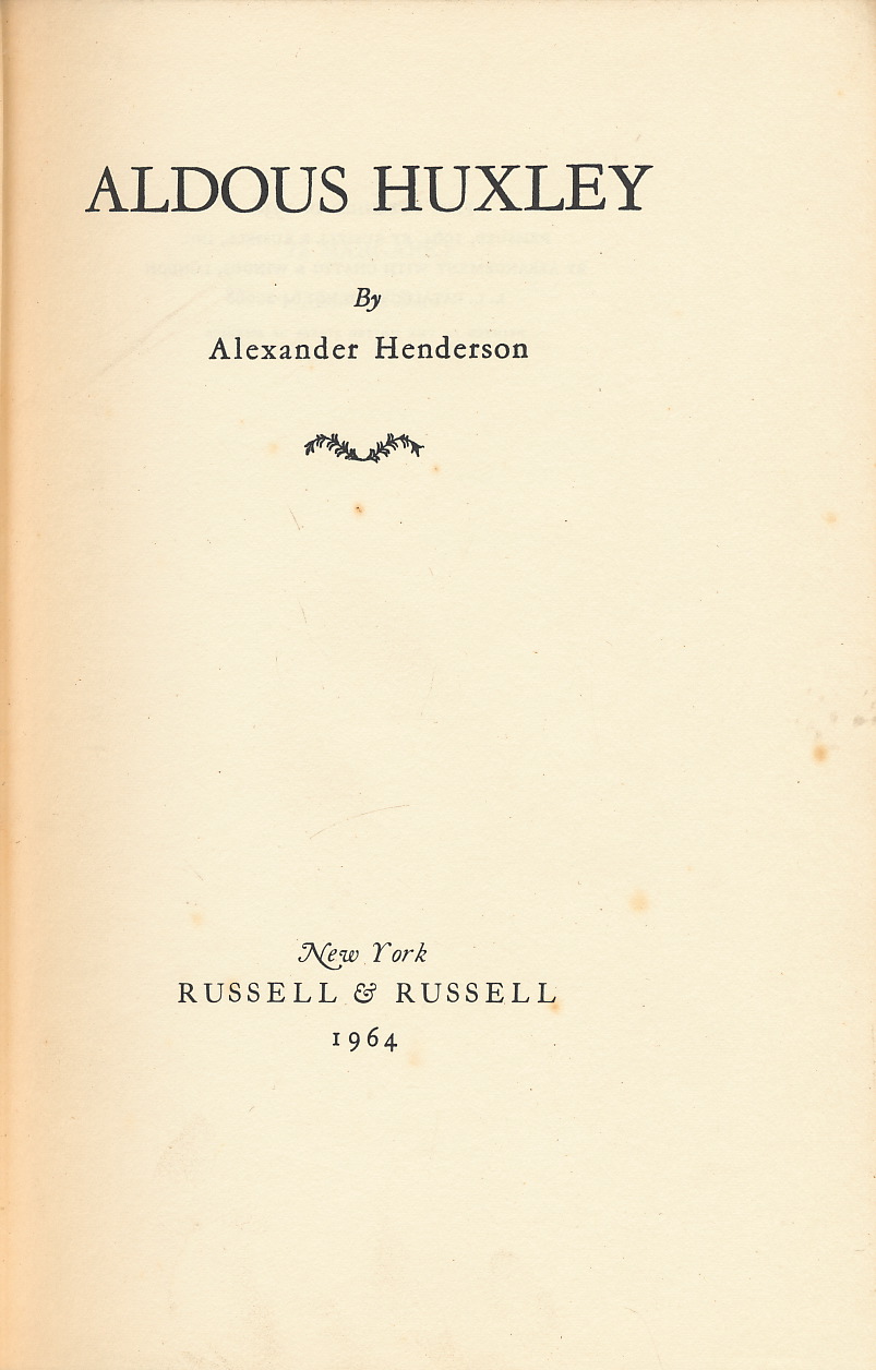 画像1: ALEXANDER HENDERSON　Aldous Huxley